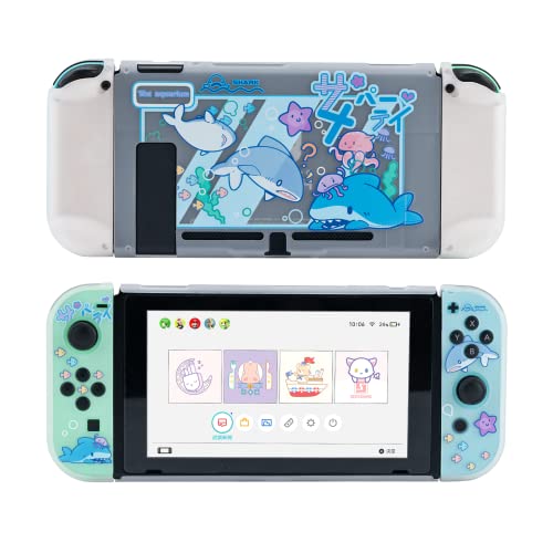 GeekShare Protective Case Slim Cover Case Compatible with Nintendo Switch Only - Shock-Absorption and Anti-Scratch Cover Skin for Switch - Shark Party (for Switch 2017) - For Switch 2017