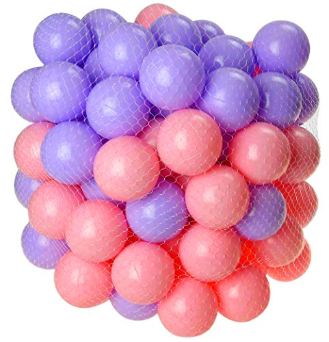 DIVCHI Playballs, Soft Pit Balls for Kids, Small Colourful Plastic Balls, Crush Proof, Smooth Surface and No Sharp Edges, Toxic Free, Multi Pack Baby Approved Playball Set - Pink/Purple - 100PCS