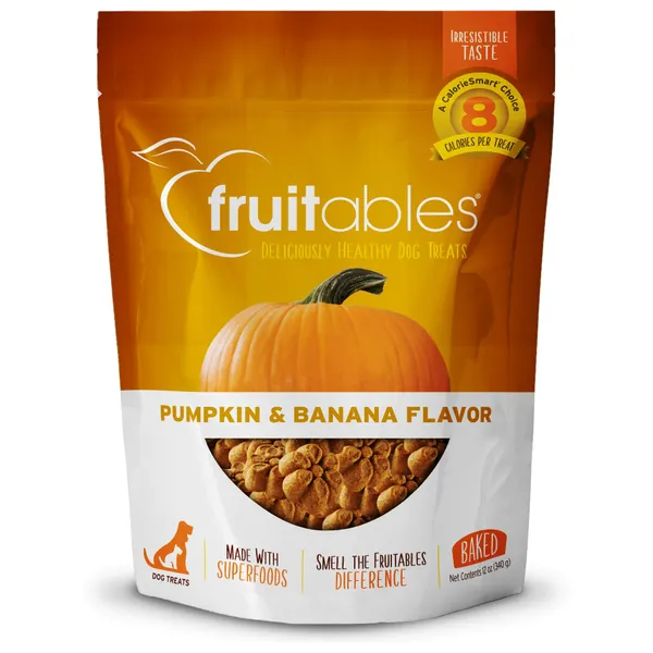 Fruitables Baked Dog Treats | Pumpkin Treats for Dogs | Healthy Low Calorie Treats | Free of Wheat, Corn and Soy - 12 Ounce (Pack of 1) Pumpkin and Banana