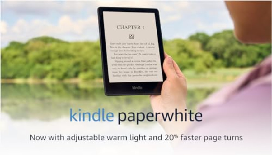 Amazon Kindle Paperwhite (8 GB) – Now with a larger display, adjustable warm light, increased battery life, and faster page turns – Without Lockscreen Ads – Black - Without Kindle Unlimited - 8 GB - Without Lockscreen Ads - Black