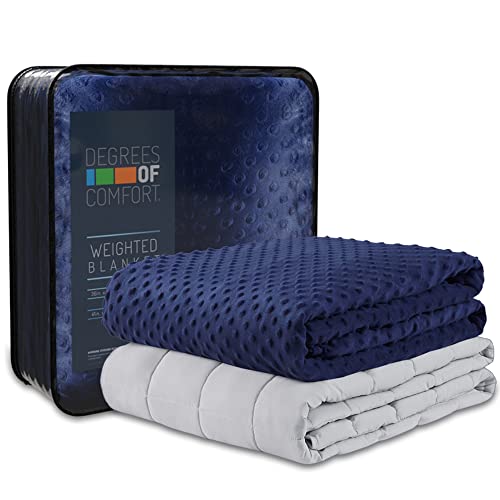 Degrees of Comfort Coolmax Weighted Blanket with Washable Cover Twin Size | 1 x Cozyheat Minky Plush Cover Included, Micro Glass Beads Technology | 48x72 12 lbs Navy - 48x72" 12lbs - Navy | 1 Cover
