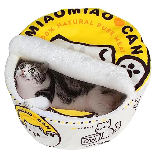 寵幸 Ramen Noodle Dog & Cat Bed,Keep Warm and Super Soft Creative Pet Nest for Indoor Cats,Removable Washable Cushion for Small Medium Large Dogs and Cats - 19.7"L x 19.7"W x 7.9"Th - yellow white