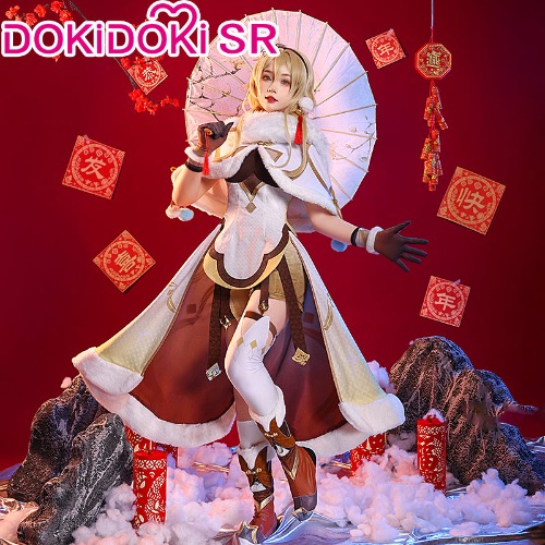 DokiDoki-SR Game Genshin Impact Traveler Lumine Cosplay Costume Ying New Year | M-PRESALE
