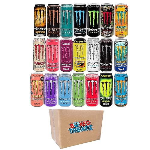Monster Energy Drink 12 Assorted Flavours 500ml Monster Energy Drink Zero Sugar Monster Energy Drink Juiced All Flavours 1Pc Each - 12x500ml Bundle Boxed Treatz