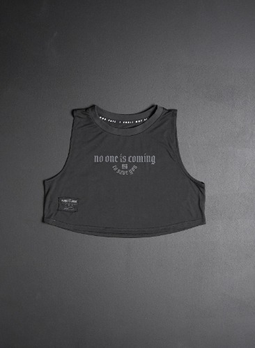 NO ONE IS COMING - WOMEN'S CROP TANK - BLACK | LARGE