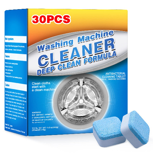 Washing Machine Cleaner Tablet, Solid Washing Machine Cleaner, Laundry Powder, Clean All Washing Machine Cleaner Front Loader, Deep Cleaning Remover with Triple Decontamination, Top Load for Bath Room Kitchen, Descaler Deep Remover Deodorant (30pcs)