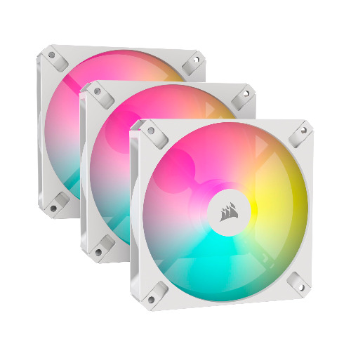 Corsair iCUE AR120 RGB Digital 120mm ARGB-Compatible Fans - Triple Fan Kit - White - White