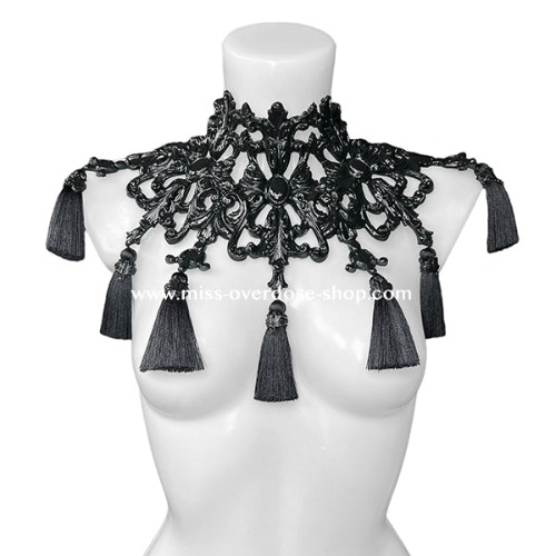 Tassel latex collar - BLACK | Black