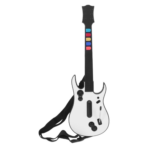 Guitar Hero, 2.4G Quick Response Elongated Strumming Bar ABS Plastic Metal Rust Resistant Scratch Resistant Guitar Hero Controller Battery Powered Guitar Controller for PC for PS3(White)