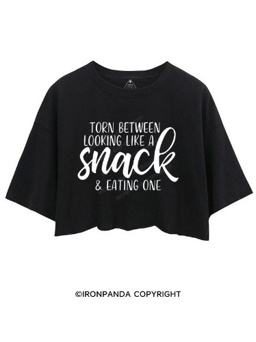 TORN BETWEEN A SNACK AND EAT ONE Crop Tops | Black / S / 6