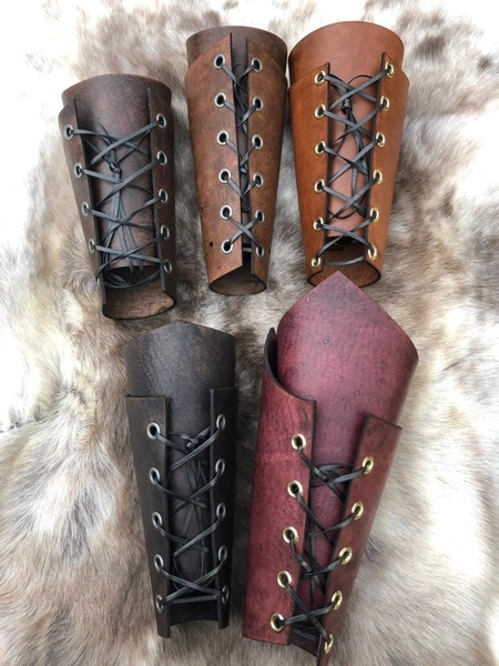 Leather Bracer - Leather Armor - Brown leather cuff - Black leather bracer - Plain leather bracer - DIY armor - Christmas gift for him! -P