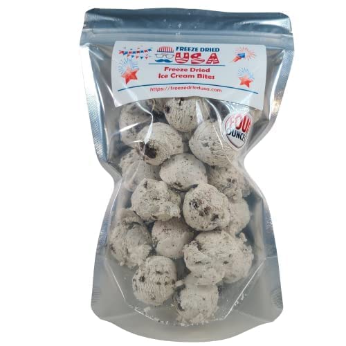 FREEZE DRIED USA Cookies & Cream Ice Cream Bites (4 oz) - Unique Novelty Gift for Birthdays, Christmas, Easter - Exciting No-Mess, No-Melt Dessert - Hiking, Camping, Party Snack Cookies & Cream