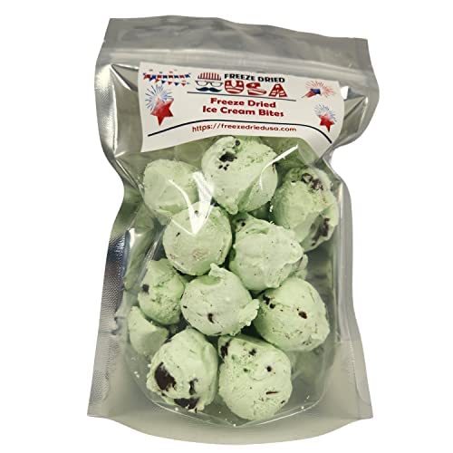 FREEZE DRIED USA Chocolate Mint Ice Cream Bites (4 oz) - Unique Novelty Gift for Birthdays, Christmas, Easter - Exciting No-Mess, No-Melt Dessert - Hiking, Camping, Party Snack