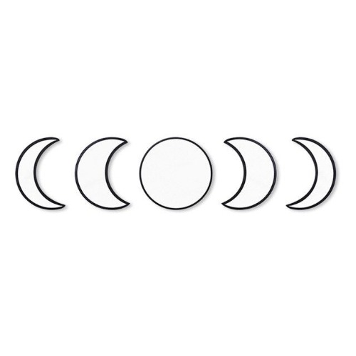 5pcs Moon Phase Decorative Wall Mirror - Black