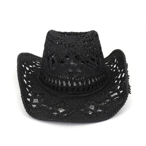 Black Mesh Gothic Cowboy Hat - Black / 57cm