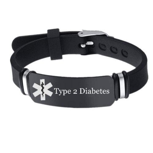 KBNSUIAN Gepersonaliseerde Medische Alert ID Type 1 2 Diabetes Armband Siliconen Diabetische Bewustzijn Polsband Bangle voor Vrouwen Mannen Kinderen Tieners Aangepaste Identificatie Sieraden voor Nood - Type 2 Diabetes € 14,51