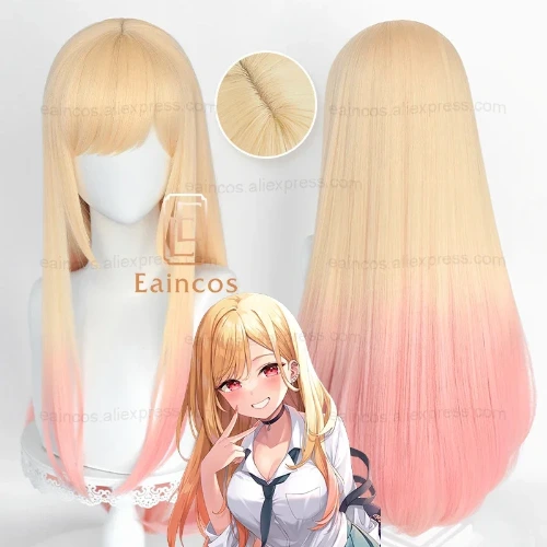 Perruques de Cosplay de Dessin Animé Marin Kitagawa, Cheveux Synthétiques Longs et Lisses de 80cm, Dégradé de Teinture Rose, Degré de Chaleur - AliExpress 200000532