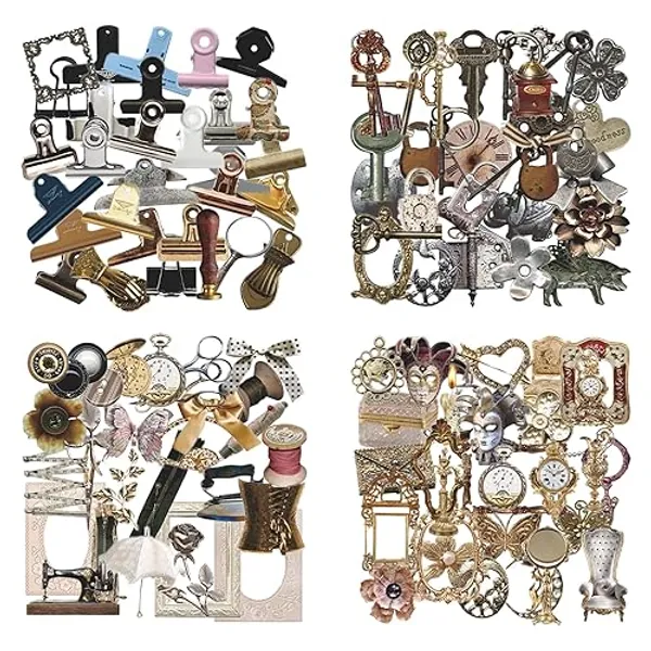 120 Pcs Vintage Scrapbook Supplies for Creative Journaling,Junk Journal Supplies for Vintage Scrapbook Hard Cardstock DlY Decorating,Scrapbook Paper