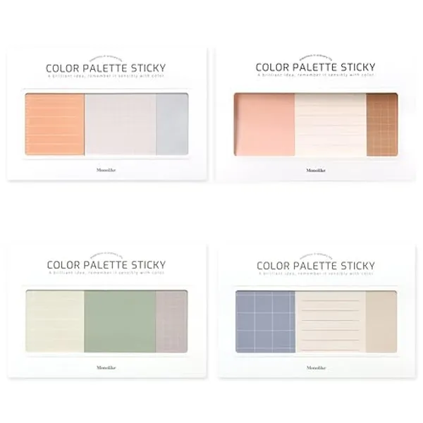 Monolike Color Palette Sticky Plan 30p B Set 4P - Self-Adhesive Memo Pad 30 Sheets - Plan 30p B