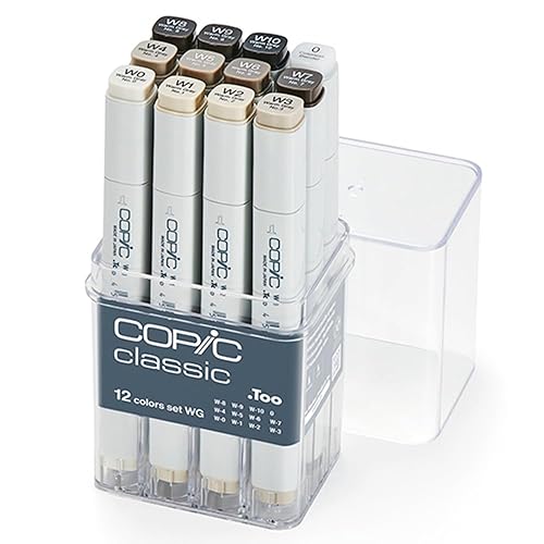 Copic Classic, Alcohol markers, 12pc set Warm Gray (New Ver.) - Warm Gray