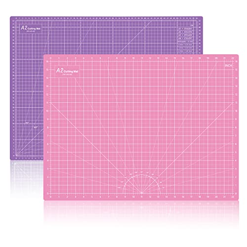 HEADLEY TOOLS 18"x24" Thickened Self Healing Cutting Mat, A2 Rotary Cutting Sewing Mat for Crafts, Double Sided 5-Ply Table Cutting Board for Fabric Quilting Patchwork Arts Hobby Project, Pink/Purple - Pink/Dark Purple - 18 x 24 inch