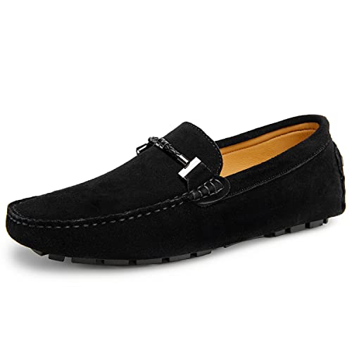 Go Tour Men's Penny Loafers Moccasin Driving Shoes Slip On Flats Boat Shoes - 10.5 - Black