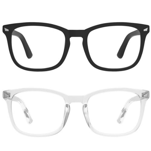 MEETSUN Blue Light Blocking Glasses, Anti Eye Strain Headache (Sleep Better),Computer Glasses UV400 Transparent Lens - Matte Black Frame + Clear Frame