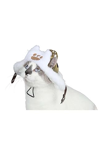 Newcos Monster Wilds Hunter Airu Costume for Cats Cosplay Pet Supplies Costume Accessories Hat Cap Halloween Suit White (Cats Hat, Small(26-29cm)) - Cats Hat - Small(26-29cm)