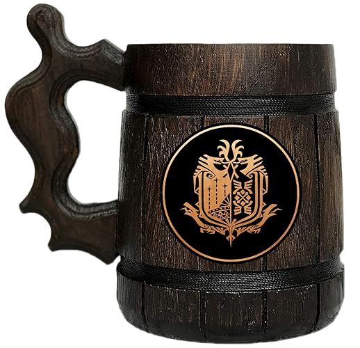 Birsppy Monster Hunter World Mug. MHW BAAr Mug. Gamer Gift. BAAr Mug. Wooden BAAr Mug. Gamer Mug. Monster Hunter Tankard. Gift for Him. BAAr Stein Wood #107/0.6L / 22 Ounces