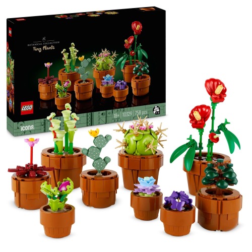LEGO® Icons Tiny Plants 10329 Building Set, Home Decor for Adults and Flower-Lovers, Carnivorous, Tropical and Arid Flora Display, Botanical Collection, Mindful Building Project
