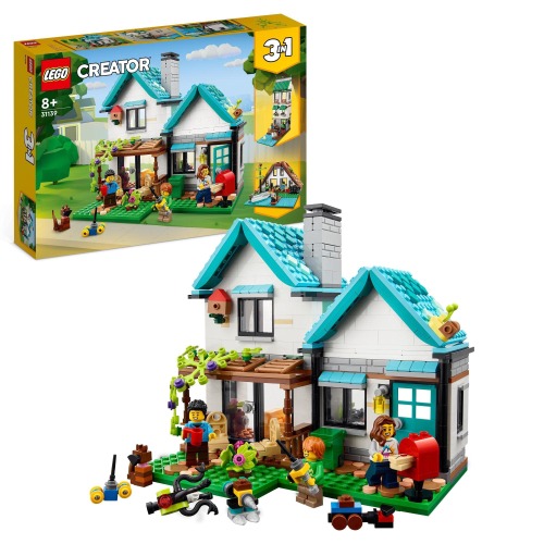 LEGO® Creator Cosy House 31139 Building Toy Set, with a Family House, Canal House and Lake House for Ages 8+