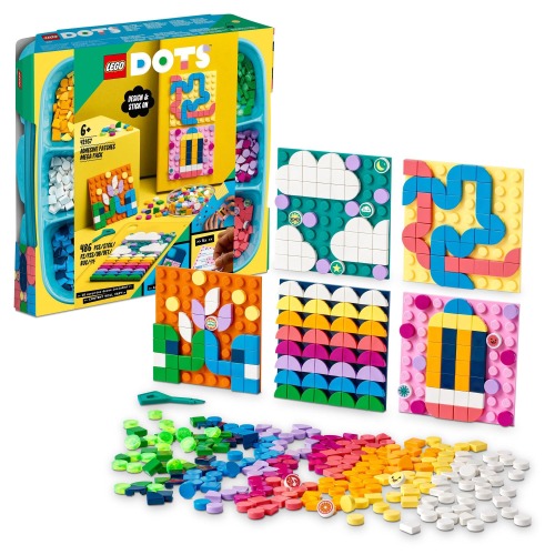LEGO® DOTS Adhesive Patches Mega Pack 41957 DIY Craft Kit; Customisable Canvasses to Share Designs for Kids Aged 6+