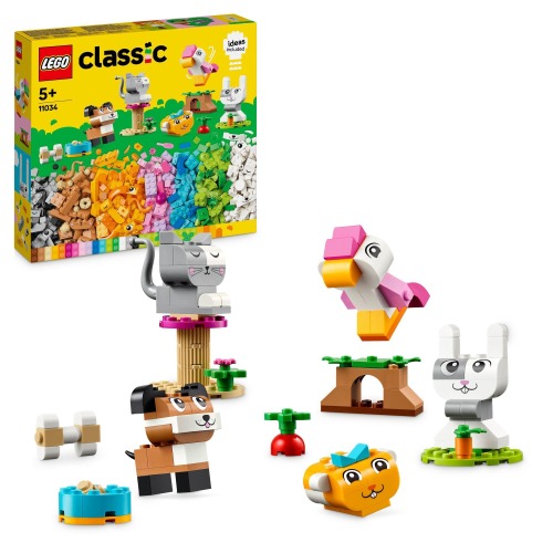 LEGO® Classic Creative Pets 11034 Building Brick Animals Toy, Kids Build a Dog, Cat, Rabbit, Hamster and Bird,for Animal-Loving Boys and Girls Aged 5 and Over
