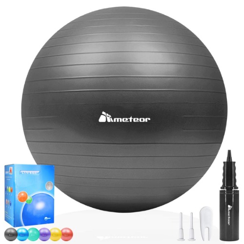 Meteor Anti-Burst Yoga Ball, Swiss Ball with Air Pump for Exercise Pilates Balance Workout Fitness Pregnant Therapy Relaxation Stretching - Supports 500KG, S(45-55cm), M( 55-65cm), L(65-75cm), XL(75-85cm)