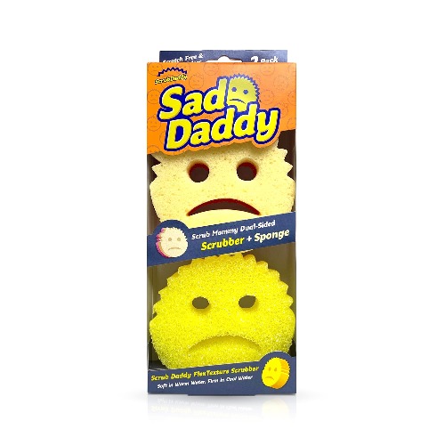 Scrub Daddy Sad Mommy and Daddy - Scratch-Free Multipurpose Dish Sponge - BPA Free & Made with Polymer Foam - Stain, Mold & Odor Resistant Kitchen Sponge (2 Count)