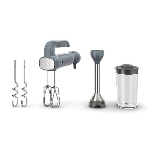 Ninja CI105BRN Foodi Power Mixer System, 750-Peak-Watt Immersion Blender and Hand Mixer, EasyGlide Beaters, Dough Hooks, 3-Cup Blending Vessel, Sea Salt Gray