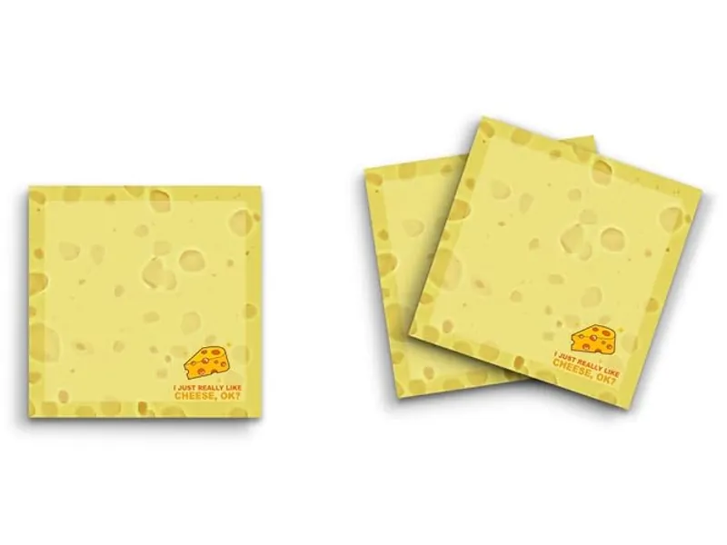 Butler in the Home Sticky Notes 3 Pack 3"x3" 50 Sheet Count Per Pad, I Just Really Like Cheese OK?, Cute Funny Memo Note Pads Stationery Journal Planner Paper