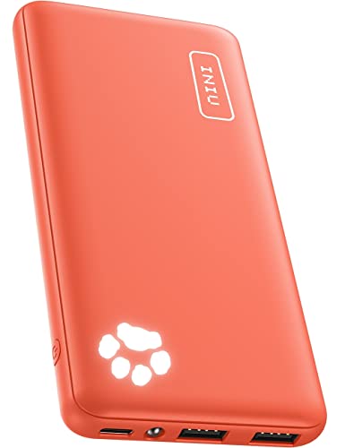 INIU Portable Charger, USB C Slimmest Triple 3A High-Speed 10000mAh Phone Power Bank, Flashlight External Battery Pack Compatible with iPhone 13 12 11 X Samsung S21 S20 Google LG iPad, etc (Orange) - Orange