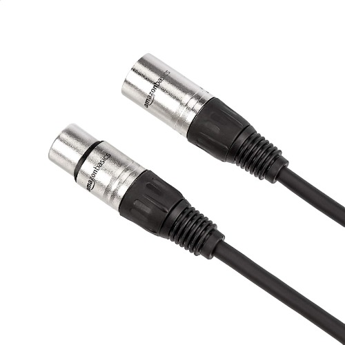 Amazon Basics Standard XLR Male to Female Balanced Microphone Cable, Durable & Flexible, Noise-Cancelling - 6 Feet, 2-Pack, Black - 6 Feet 2-Pack Cable