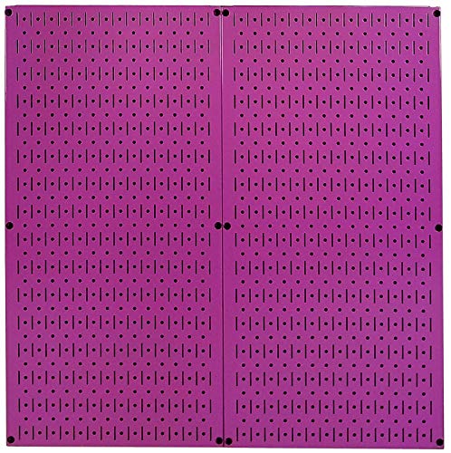 Wall Control Purple Pegboard Metal Pegboard Pack of Purple Peg Boards - Two 32-Inch Tall x 16-Inch Wide Colorful Purple Pegboard Wall Storage Panels - Purple