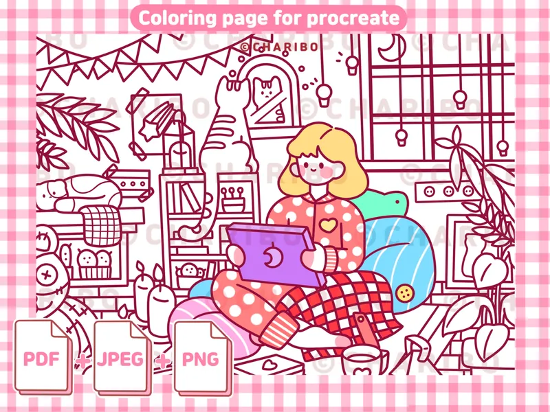 Ribo's Room - Digital coloring pages, Printable coloring pages, adult & kids coloring sheet,coloring Template, ipad coloring Template