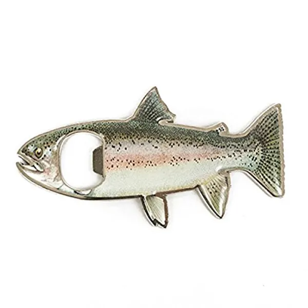 Tinksky Bottle Opener Fridge Magnet Stainless Steel Rainbow Trout Fish Shape 2 in 1
