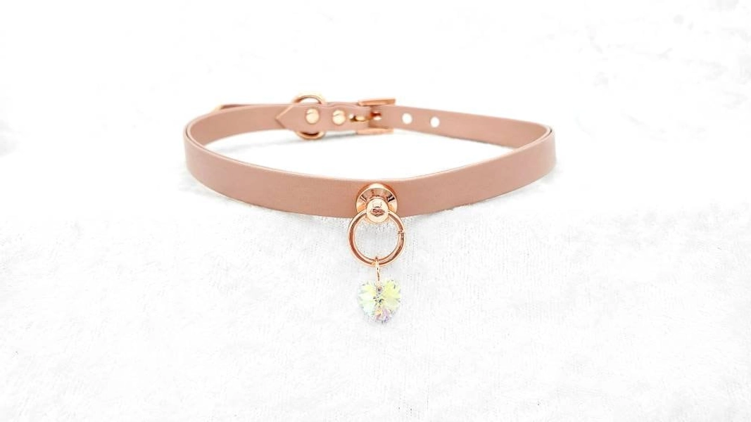 Made-to-Order Simplistic Rose Gold Faux-Leather Buckle Collar - Petplay Kittenplay Puppyplay Choker Kemonomimi DDLG Cosplay