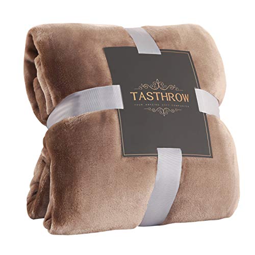 TASTHROW Large Flannel Fleece Throw Blanket, 60×80 Inch - Cozy Lightweight Thick Blanket - All Seasons Suitable for Women, Men and Kids (Light Coffee) - 60"x80" - Light Coffee