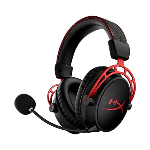HyperX Cloud Alpha Wireless - Gaming Headset for PC, 300-hour battery life, DTS Headphone:X Spatial Audio, Memory foam, Dual Chamber Drivers, Noise-cancelling mic, Durable aluminium frame - Single