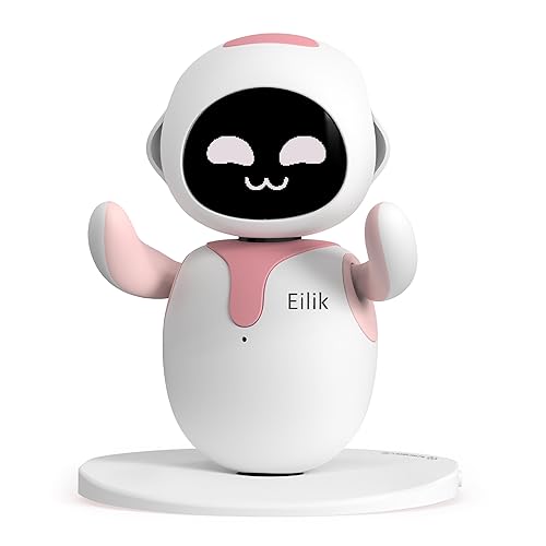 ENERGIZE LAB Eilik Pink - Touch Interactive Toys, Cute Robot Pets with Abundant Emotions. Idle Animations&Mini-Games, Unique Gift for Girls & Boys. Support Update.