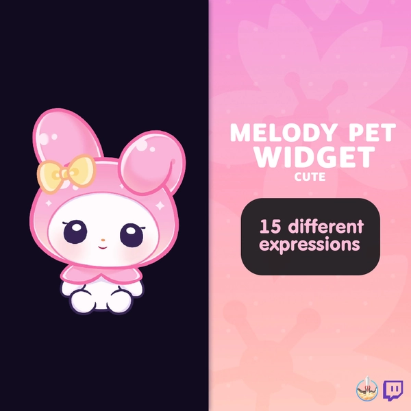 P2U Kawaii Bunny Kitty Mascota Widget Interactivo Dulce Lindo Candy Stream Cute Streamelements l Widgets para streamers l Twitch