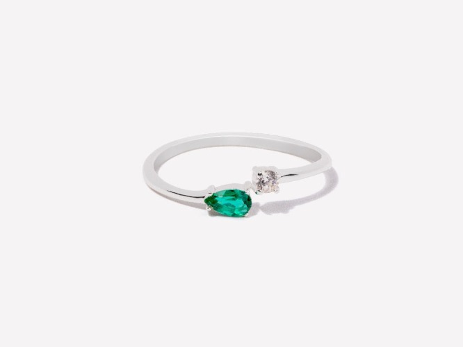 Serpentine Emerald Silver Ring