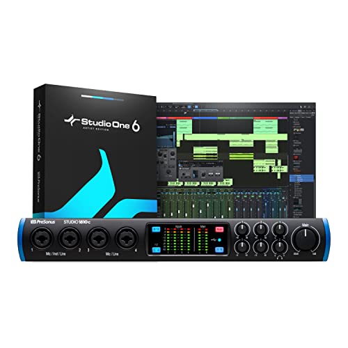 PreSonus Studio 1810c 18x8, 192 kHz, USB Audio Interface with Studio One Artist and Ableton Live Lite DAW Recording Software - Studio 1810c (4 Mic Pres/6 Outs) - Audio Interface