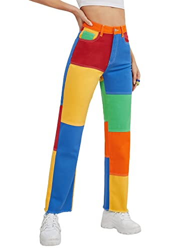 color block hem pants